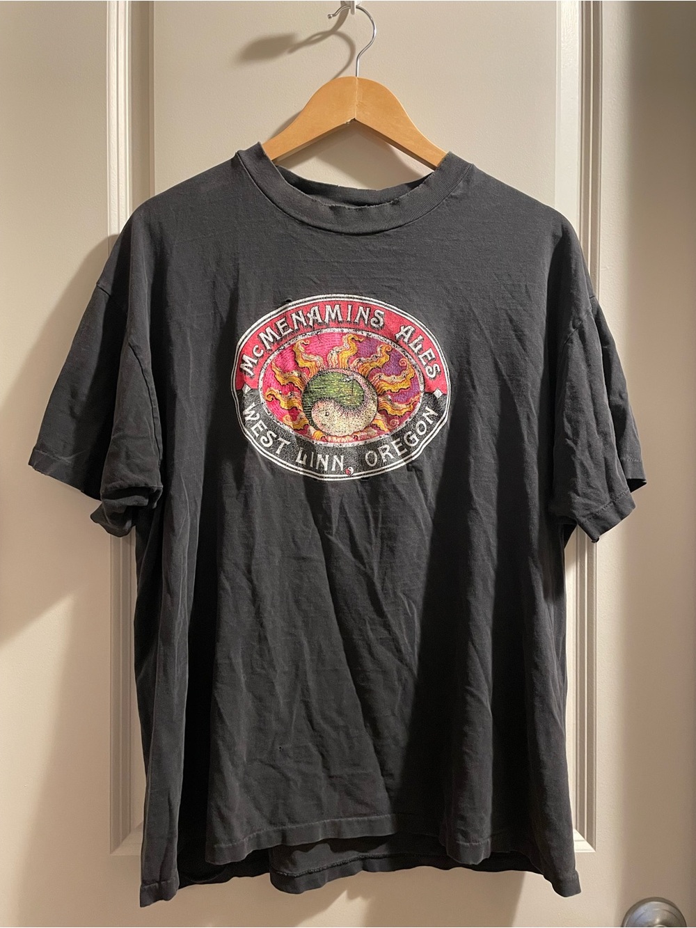 Vintage Single Stitch McMenamins Hanes Beefy Black Graphic Tee T-Shirt Size XL